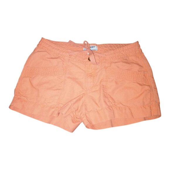 Old Navy Pants - Old Navy Salmon Orange Linen Shorts 3" Inseam Pockets Tie Waist Womens Sz 6 LNC